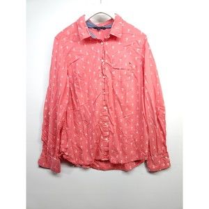 Tommy Hilfiger Long Sleeve Button Down Pink Arrow Pattern Size Large